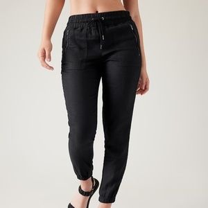 Athleta Cabo Linen Jogger Pants Women's Size 10 Medium Black 100% Linen $79 New